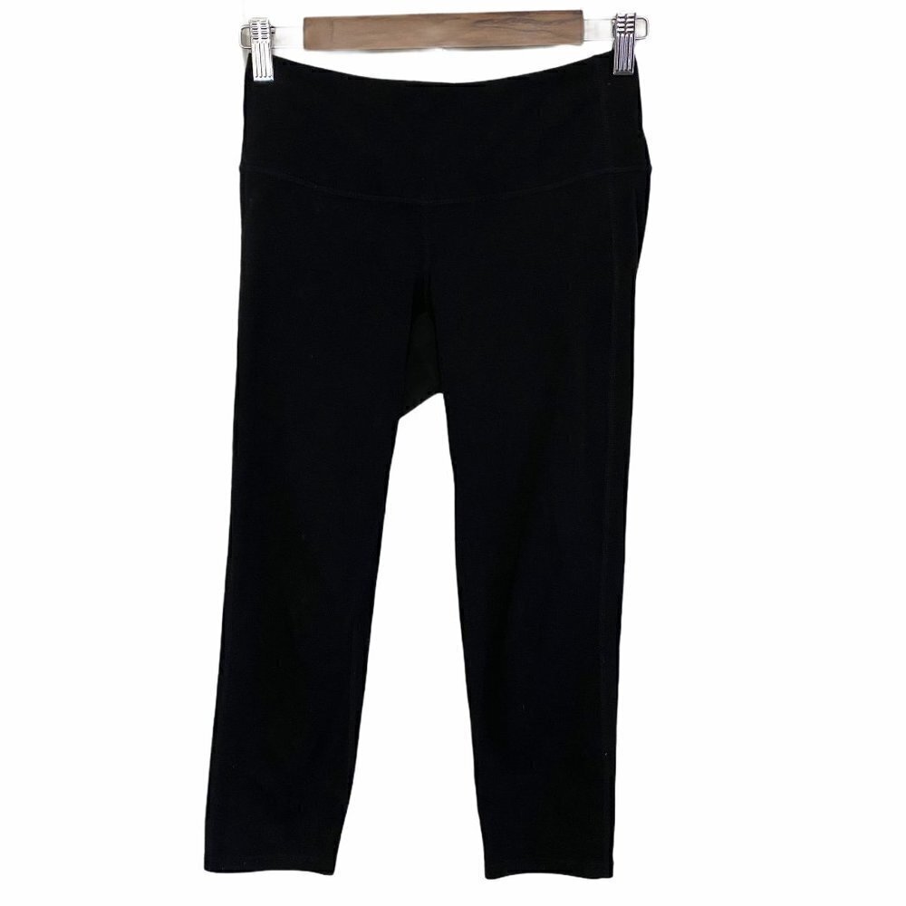 Athleta Thick Waistband Black Cropped Activewear Workout Leggings Size XS